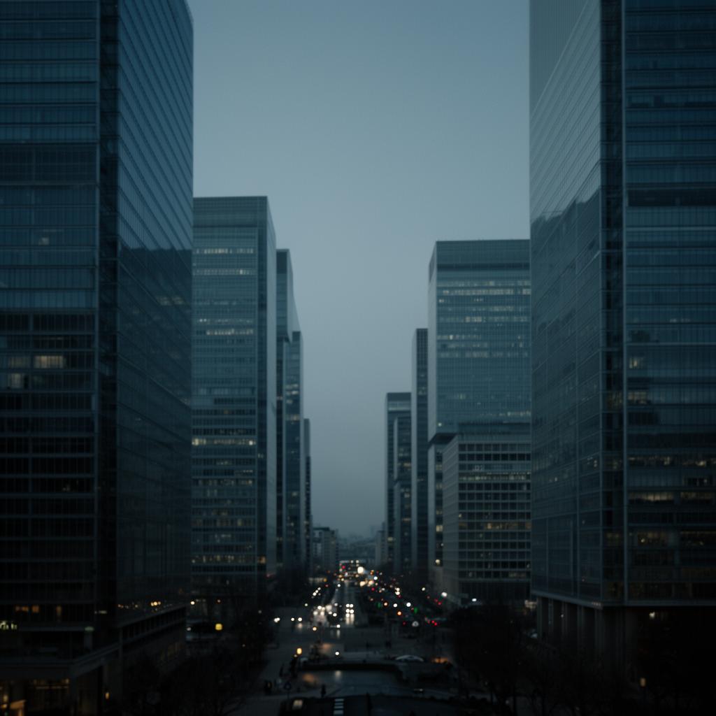 La Défense skyline at blue hour